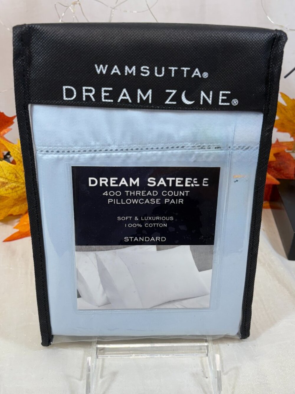 New Wamsutta Dream Zone Sateen Blue 400 TC Standard Pillowcases Set 2